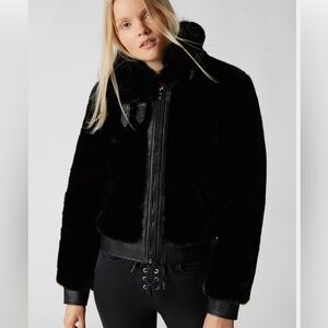 BLANKNYC Black Noise Jacket Faux Fur Size Small
